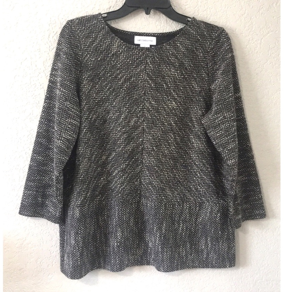 4/$25 Liz Claiborne Herringbone pattern peplum top